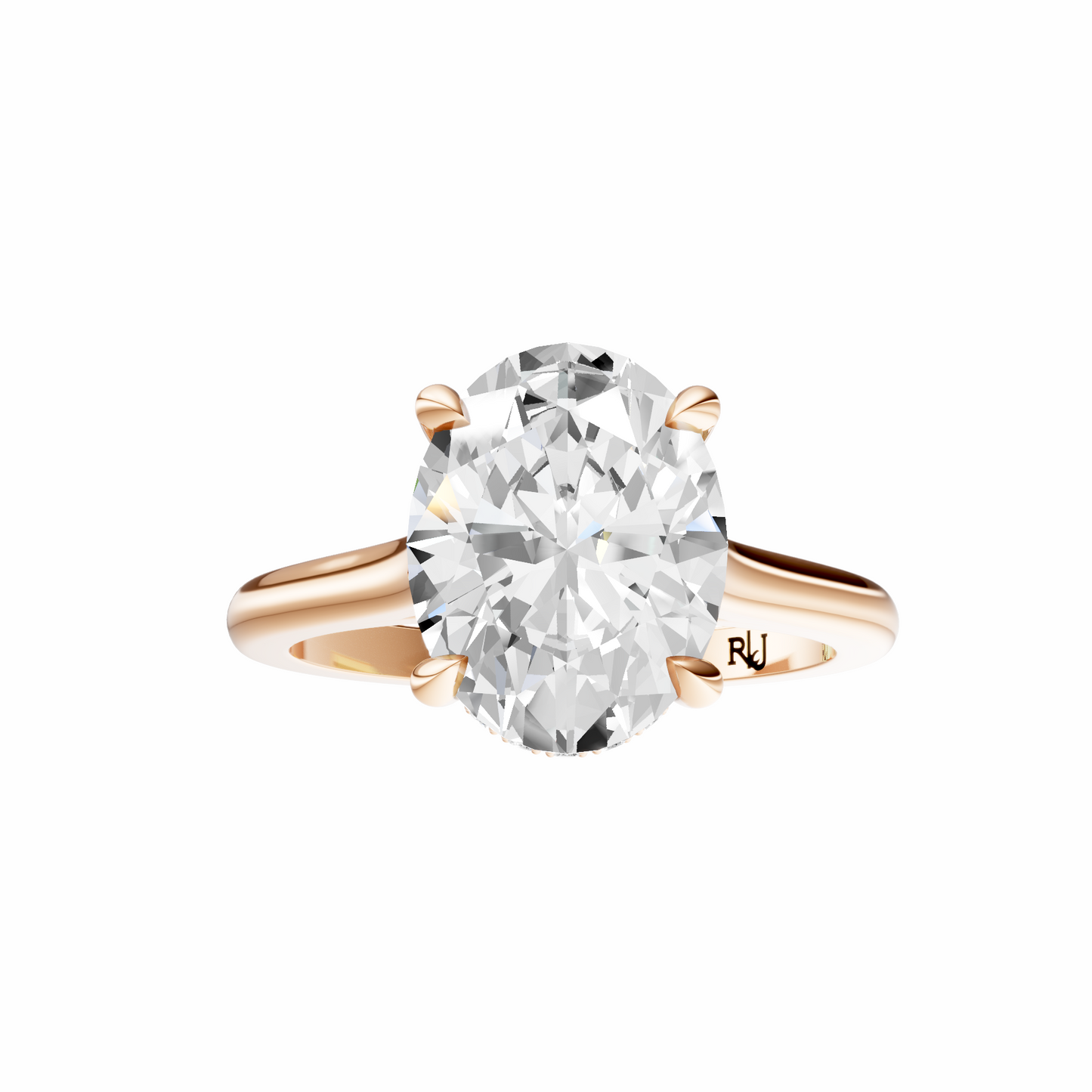 Oval Cathedral Elegant Signature Hidden Halo Setting