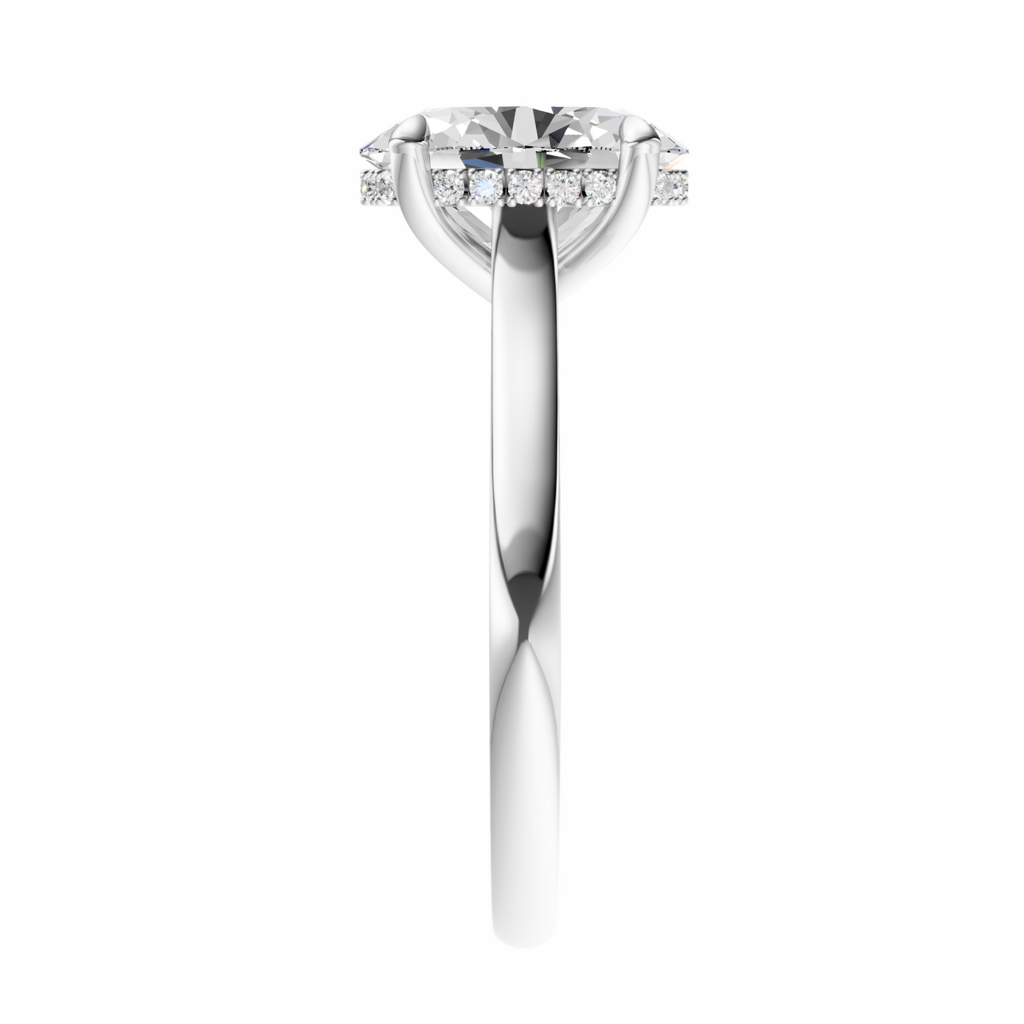 Oval Cathedral Elegant Signature Hidden Halo Setting