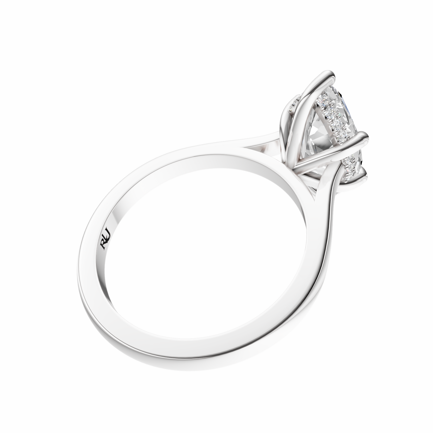 Oval Cathedral Elegant Signature Hidden Halo Setting