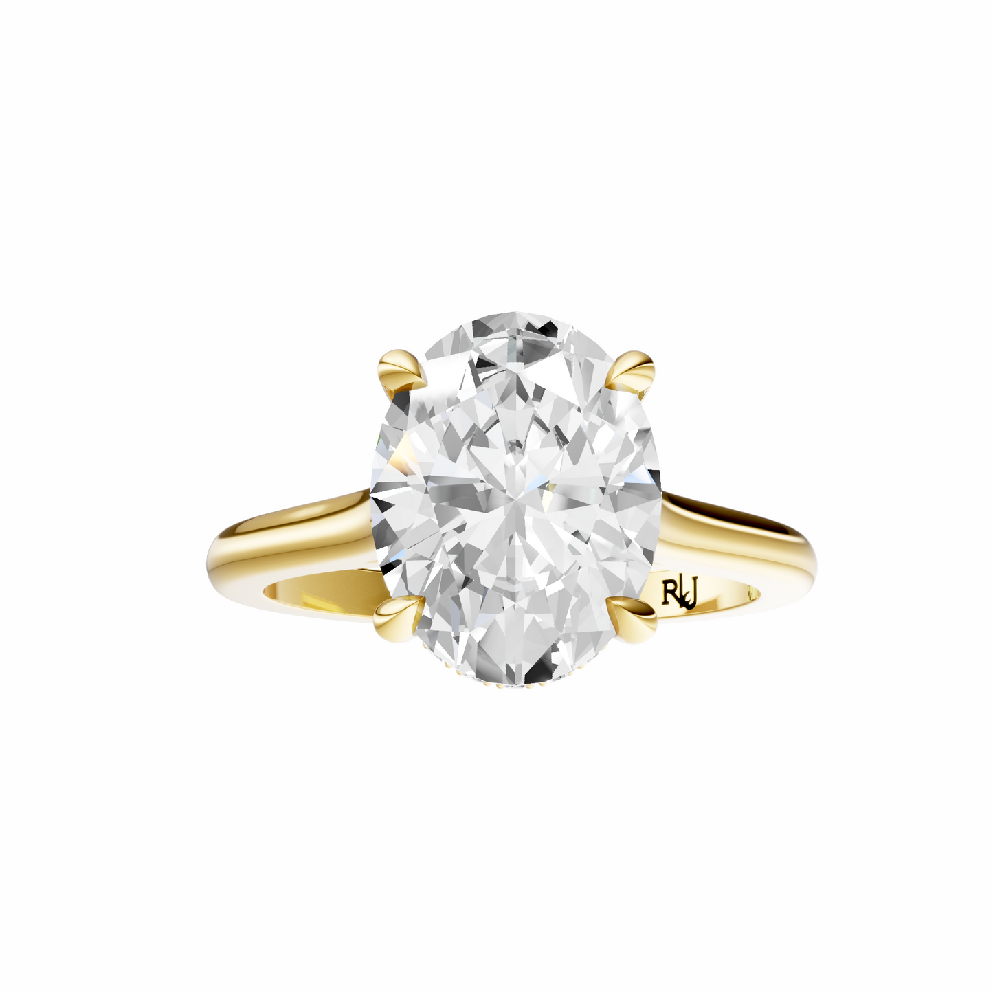 Oval Cathedral Elegant Signature Hidden Halo Setting