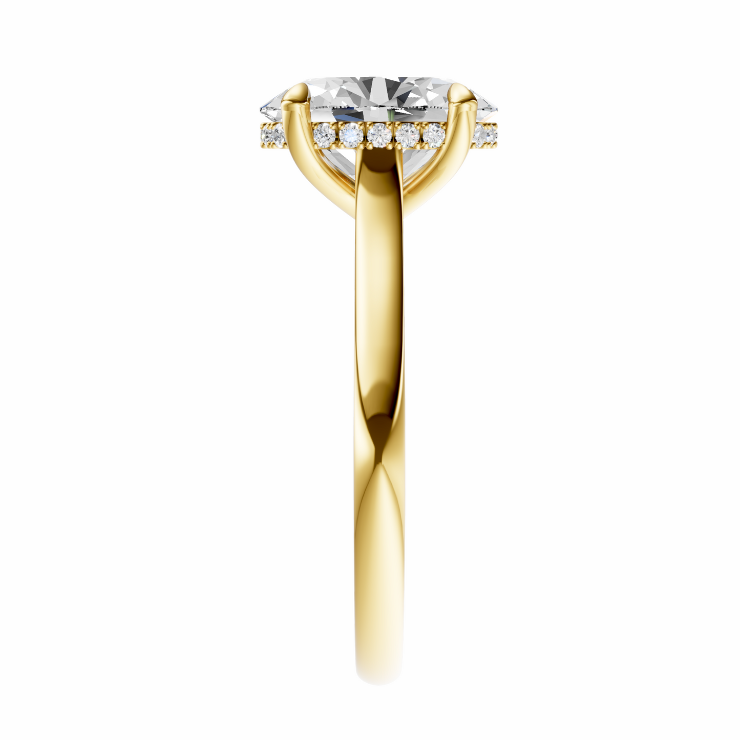 Oval Cathedral Elegant Signature Hidden Halo Setting