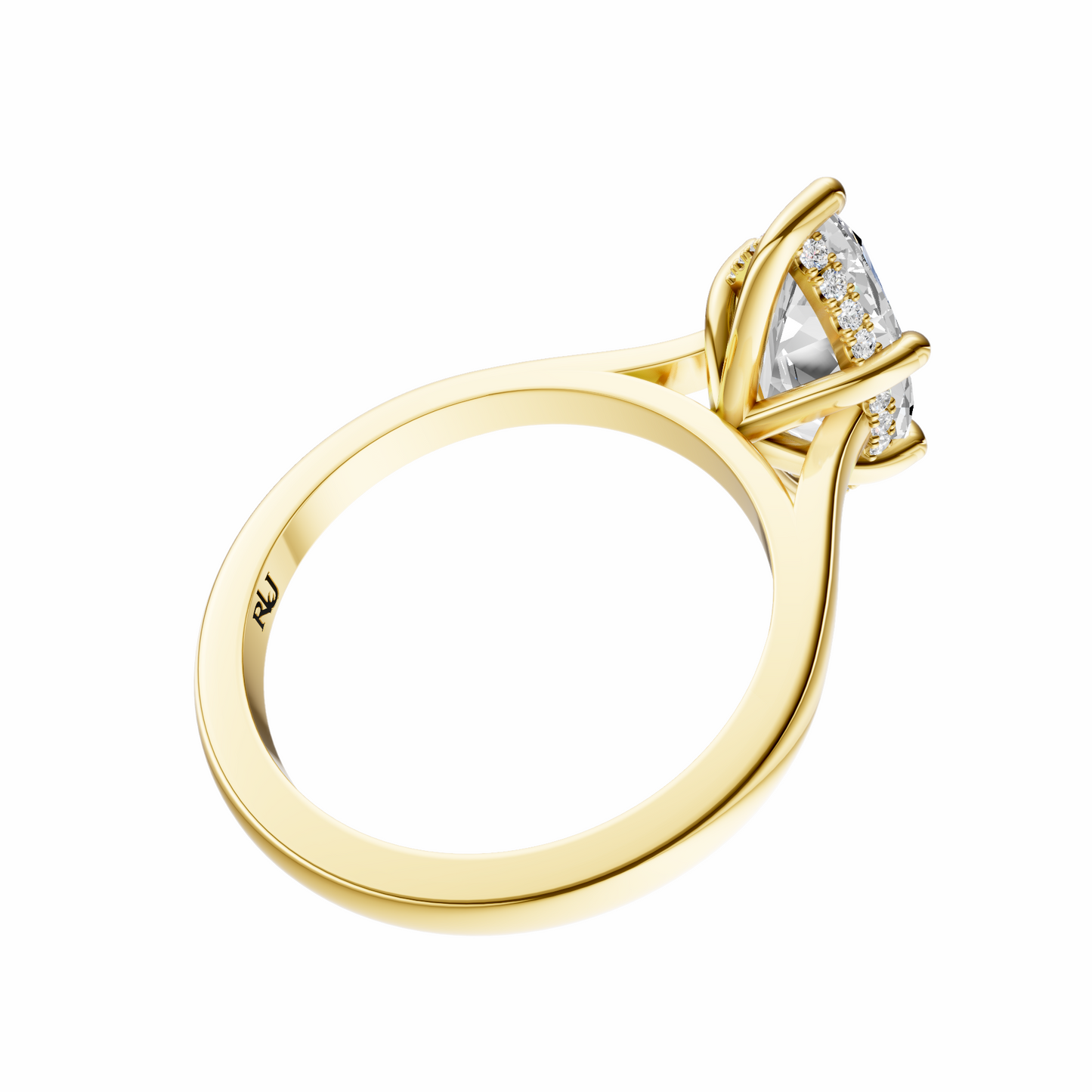 Oval Cathedral Elegant Signature Hidden Halo Setting