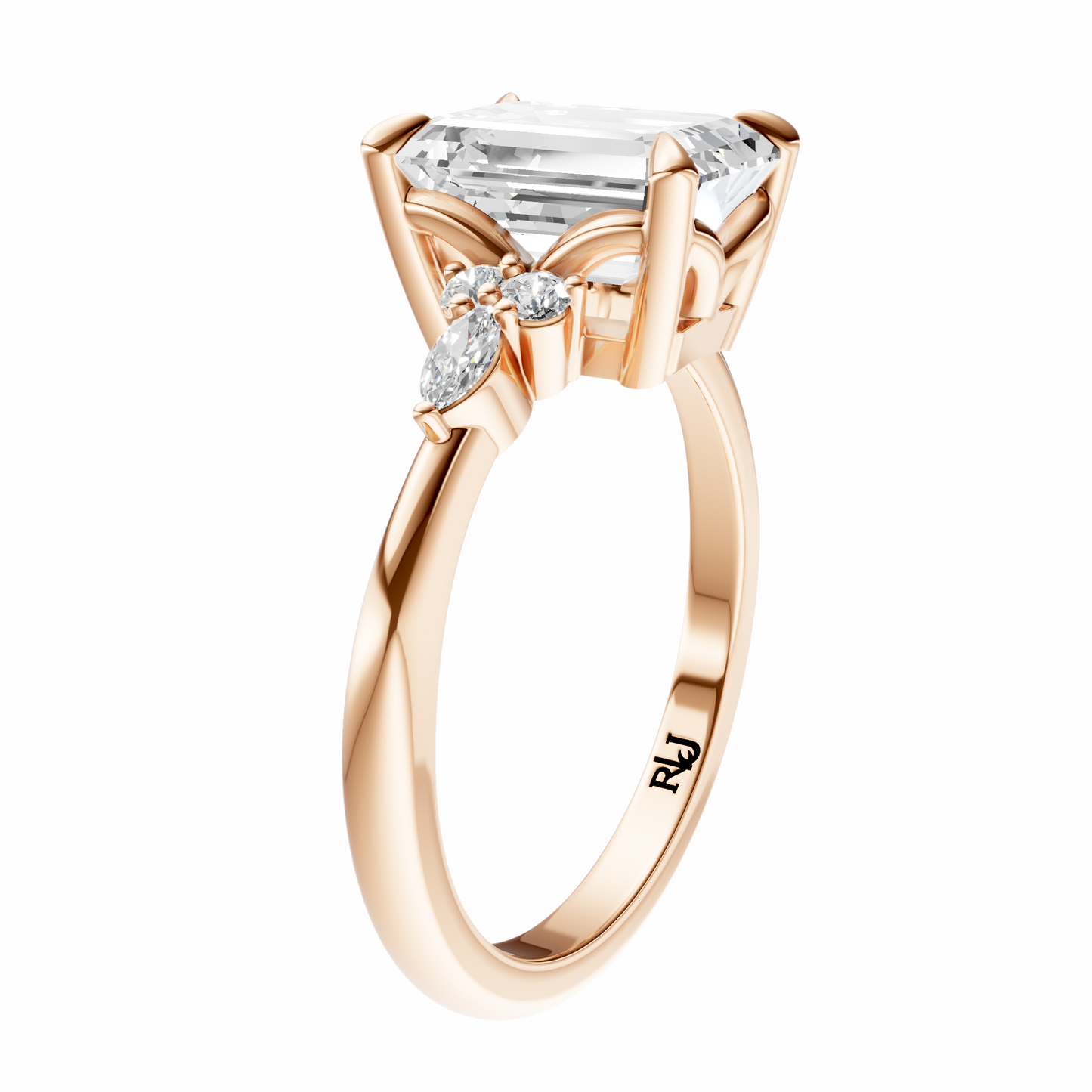 Emerald Cluster Elegance Setting