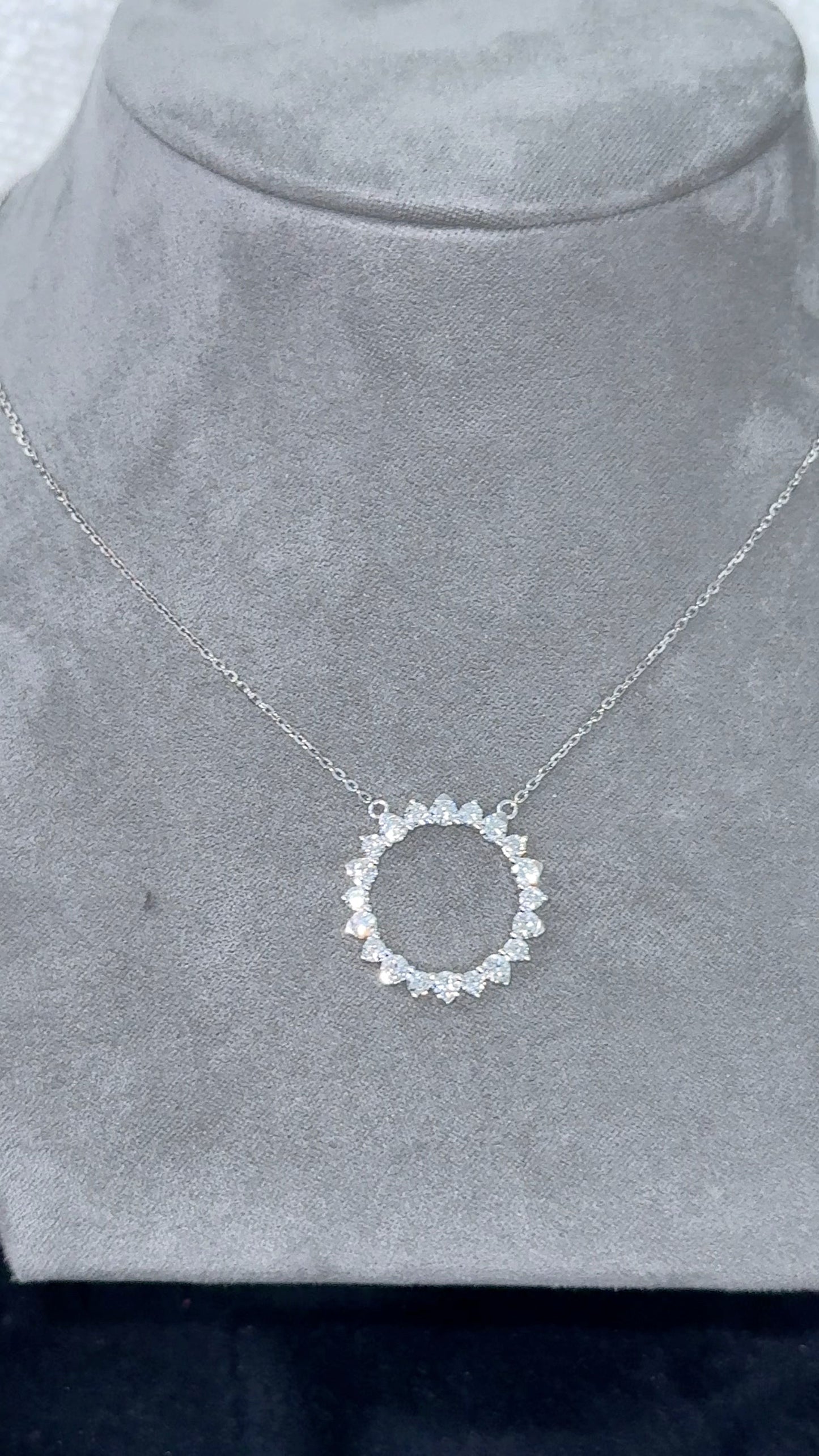 1.76 Carat Total Weight Lab Diamond Necklace 14kt White Gold (E–F Color, VS1+ Clarity) Adjustable 16–18 Inches DP-030