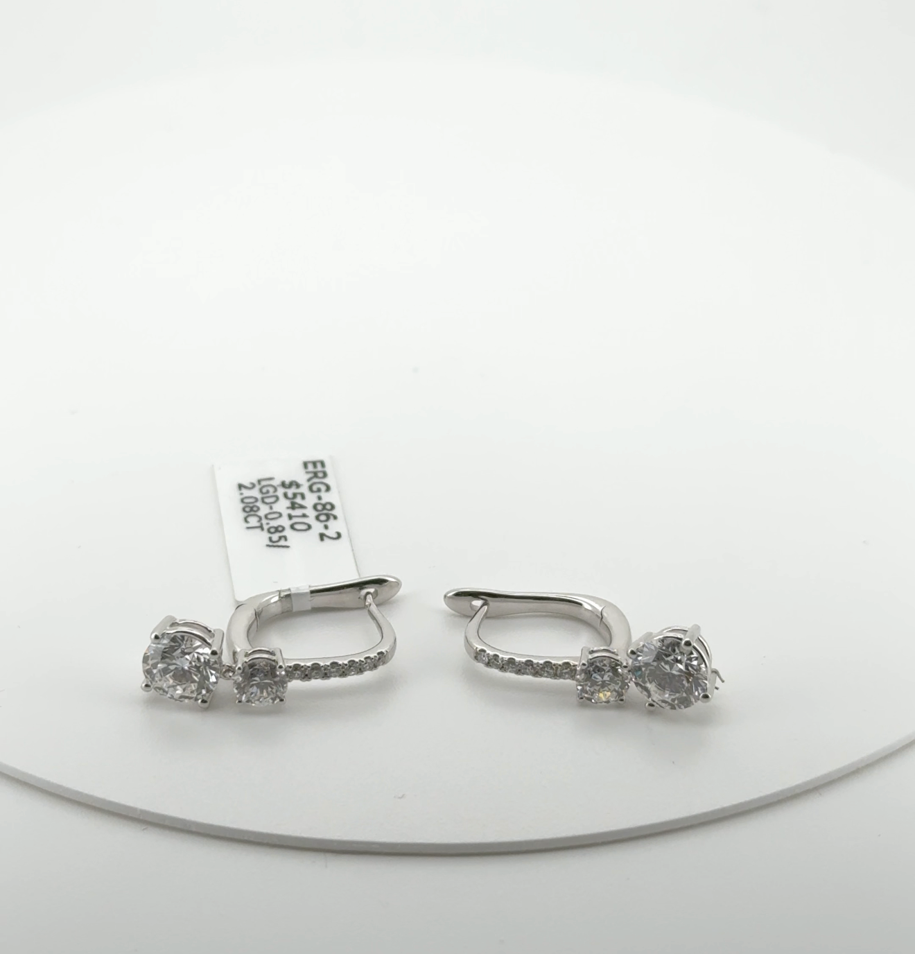 2.93ctw Round Lab Diamond 14kt White Gold Dangle Earrings ERG-86-2 *CERTIFIED*