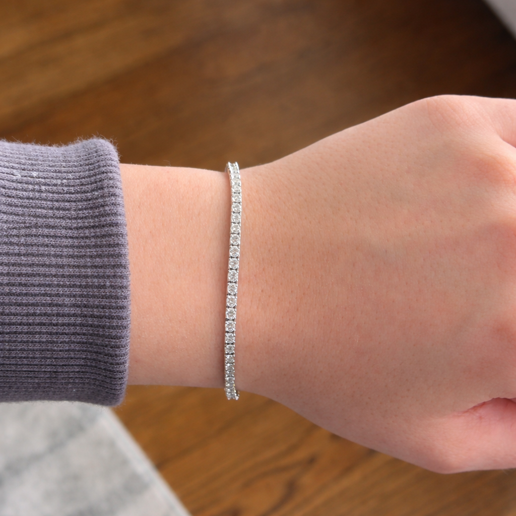 14kt White Gold Round Lab Diamond Tennis Bracelet 3.00ctw