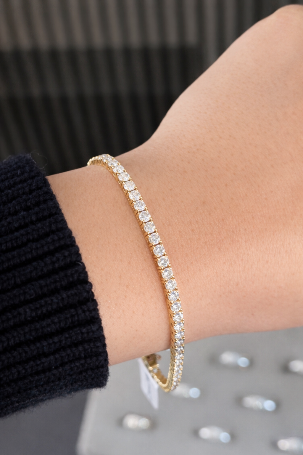 14kt Yellow Gold Round Lab Diamond Tennis Bracelet 5.21ctw