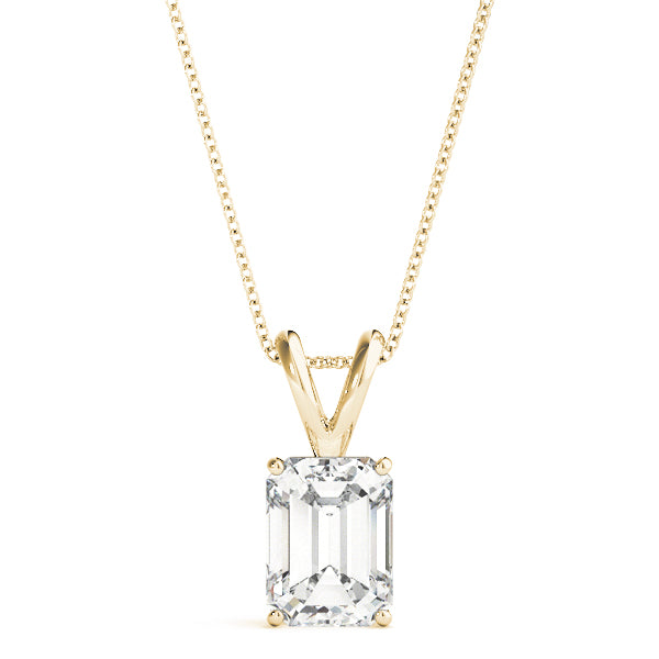 Emerald Lab Diamond 4-Prong Split Bail Necklace
