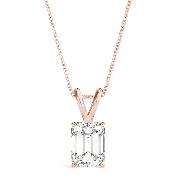 Emerald Lab Diamond 4-Prong Split Bail Necklace