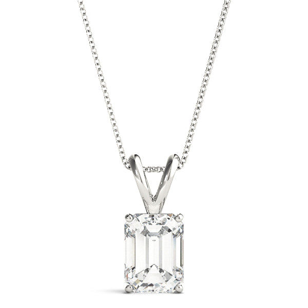 Emerald Lab Diamond 4-Prong Split Bail Necklace