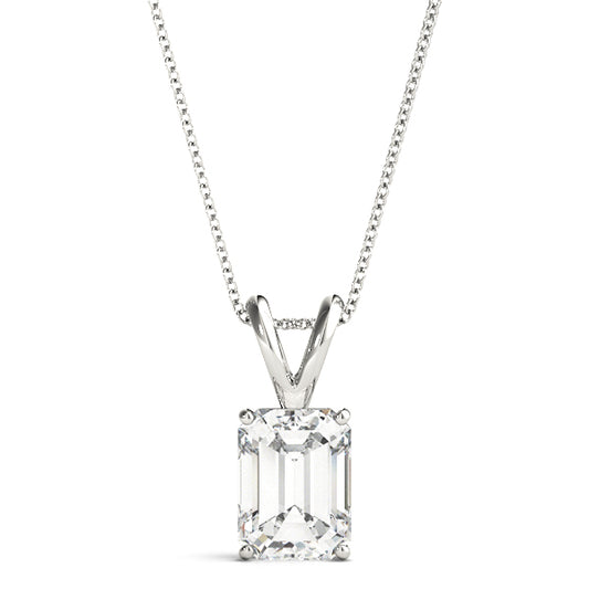 Emerald Lab Diamond 4-Prong Split Bail Necklace