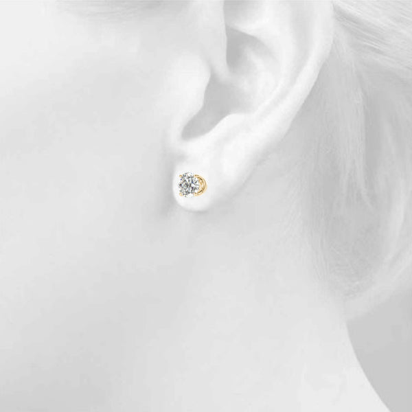 Round lab Diamond U-Shaped Stud Earrings
