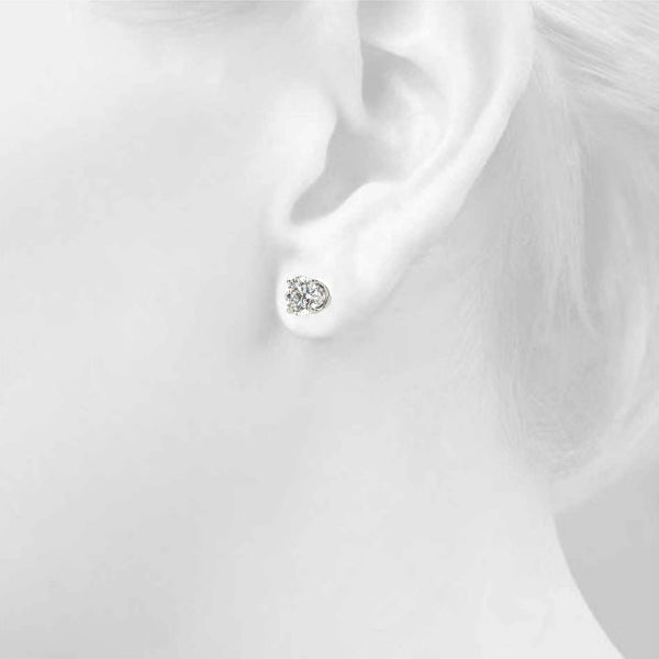 Round lab Diamond U-Shaped Stud Earrings