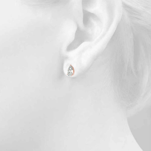 Pear Lab Diamond 3-Prong Stud Earrings