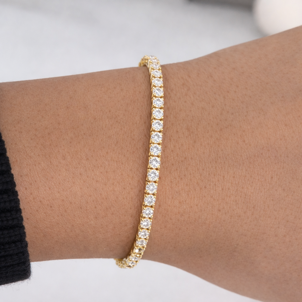 14kt Yellow Gold Round Lab Diamond Tennis Bracelet 3.05ctw