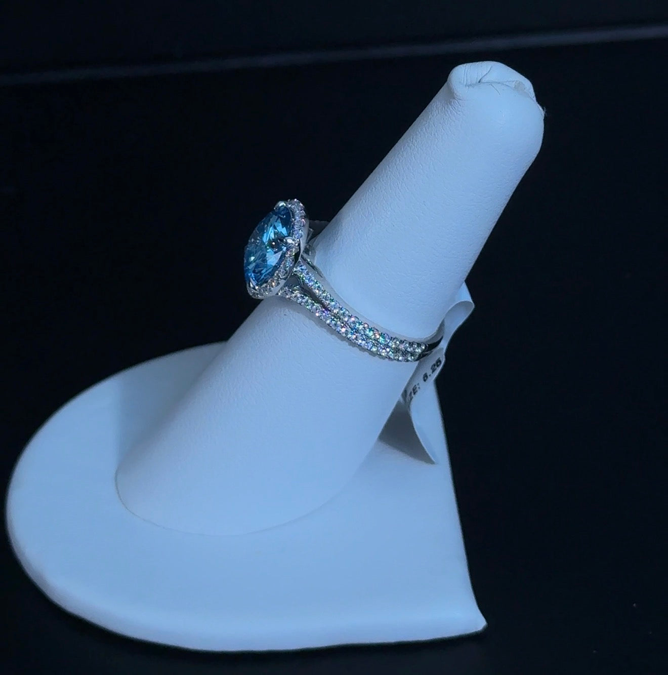 3.01ct Round Fancy Vivid Blue VVS2 Lab Diamond 14kt White Gold Engagement Ring RGF-774