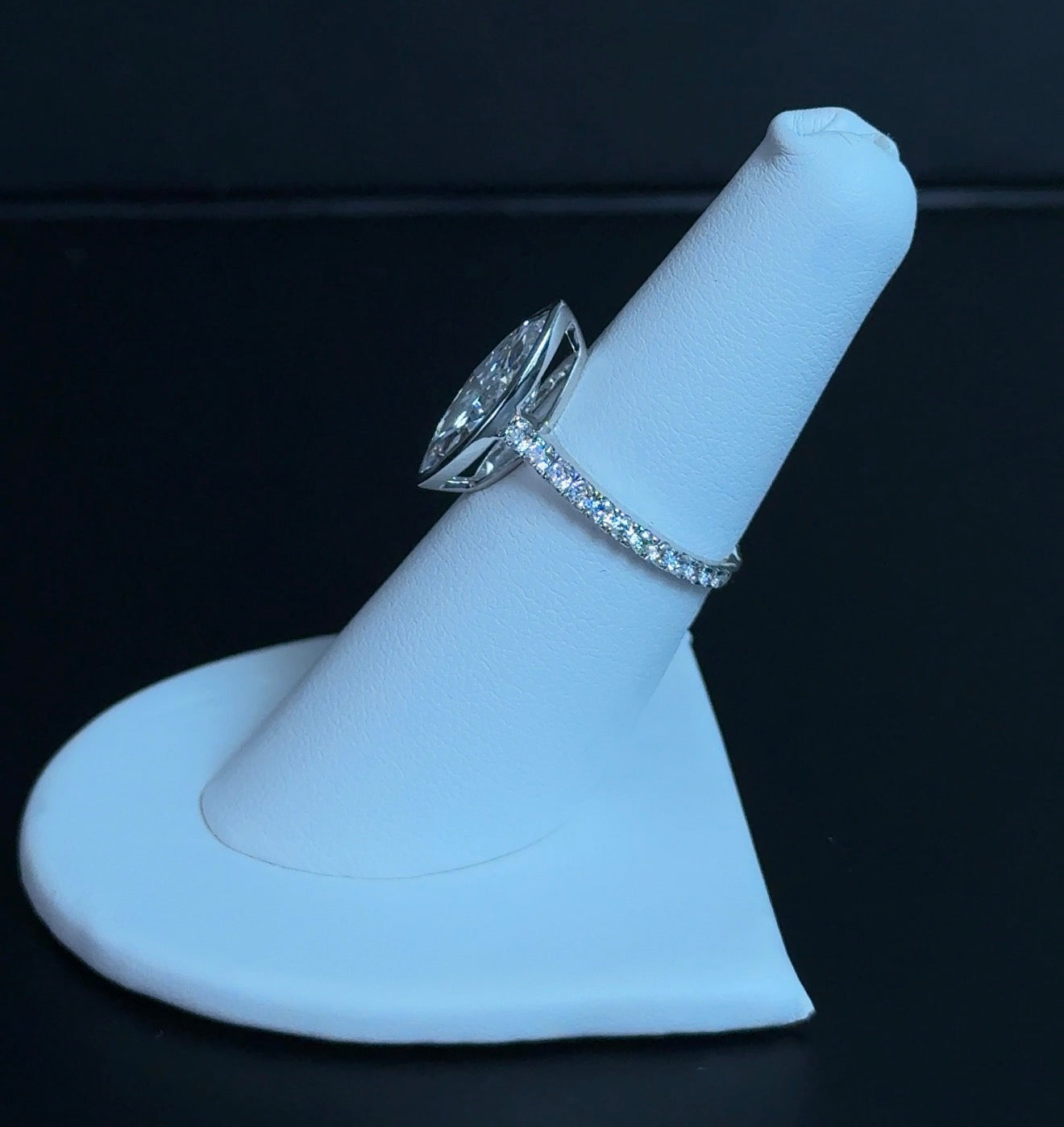3.09ct Marquise E VVS2 Lab Diamond 14kt White Gold Engagement Ring SA5754R-15x8