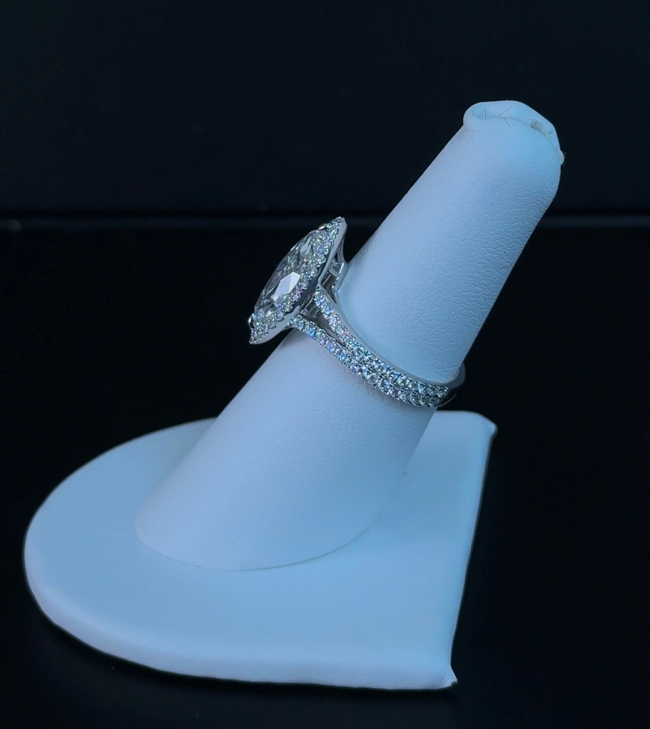3.10ct Marquise F VS1 Lab Diamond 14kt White Gold Engagement Ring SA5601R-14.4x7.6