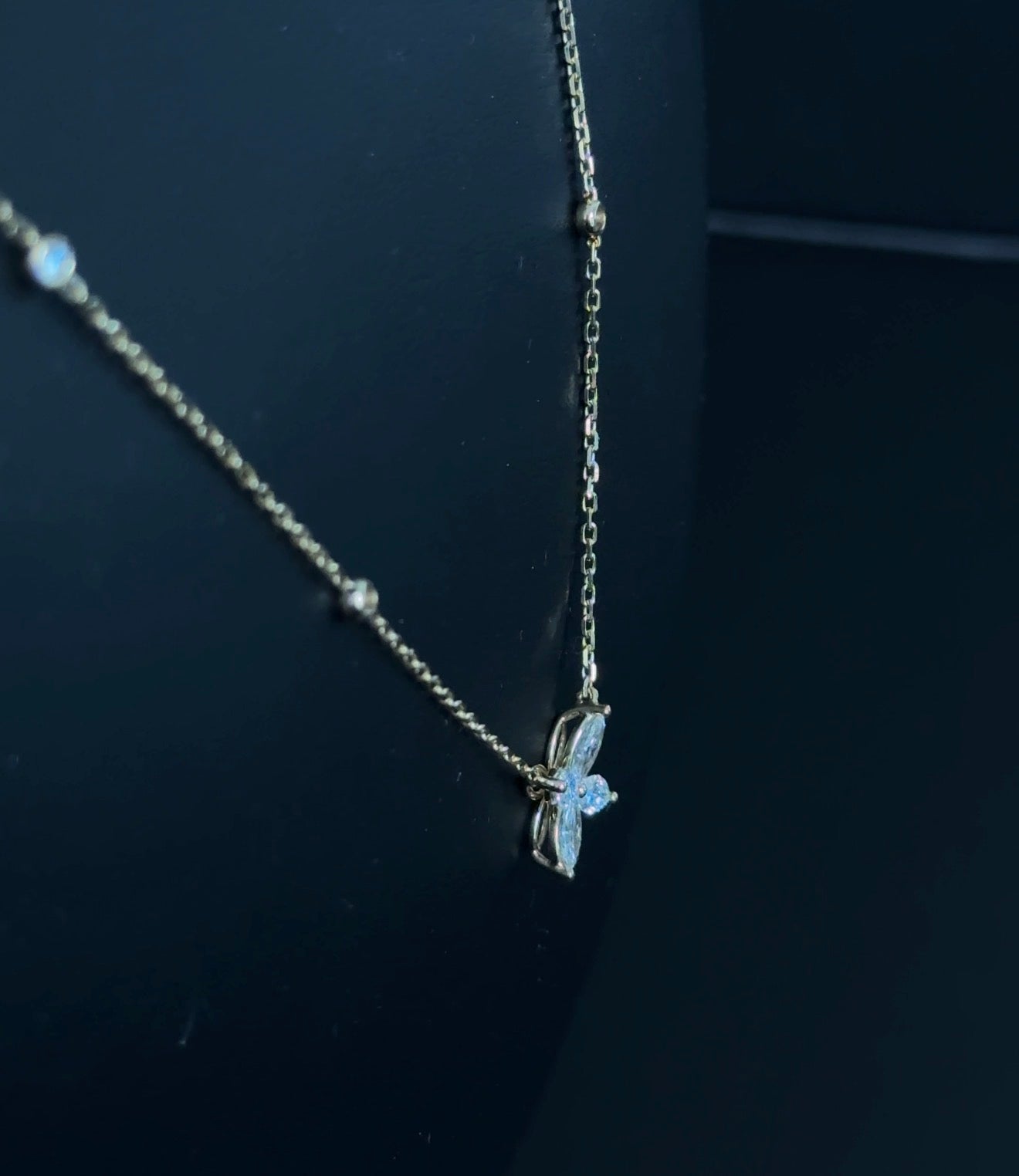 .70ctw Marquise and Round Lab Diamond 14kt Yellow Gold Flower Necklace CHN-113-2