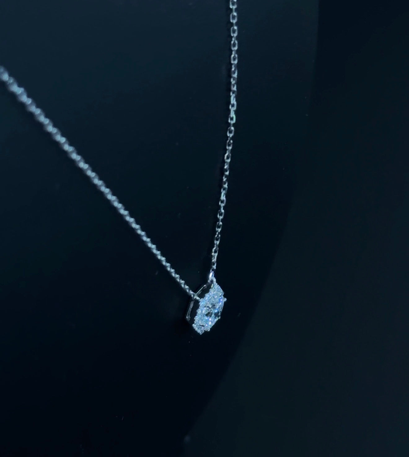 1.17ctw Hexagon and Round Lab Diamond 14kt White Gold Necklace CHN-148