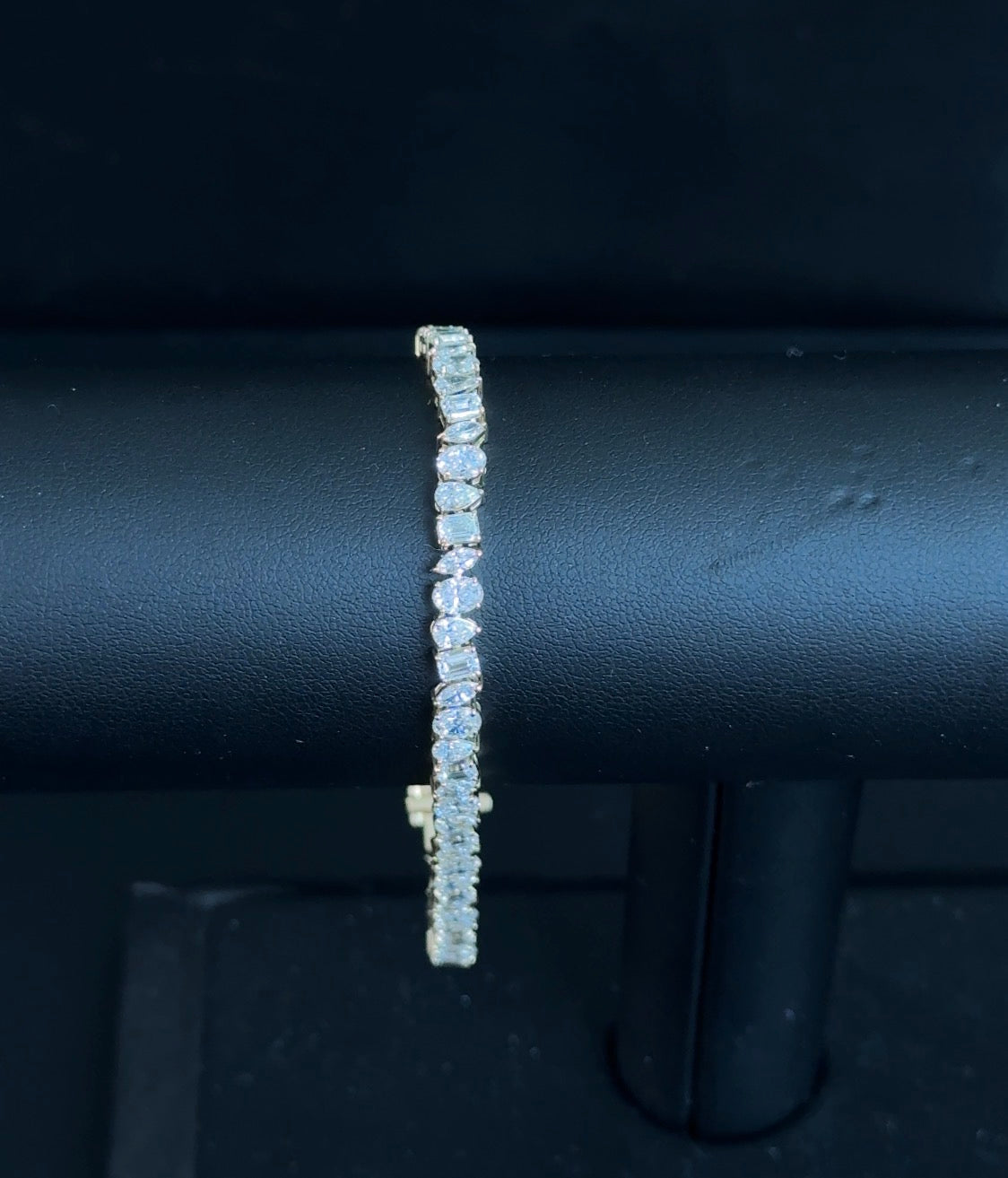 7.53ctw Mixed Shape VVS-VS Lab Diamond 14kt Yellow Gold 7" Tennis Bracelet DB-099