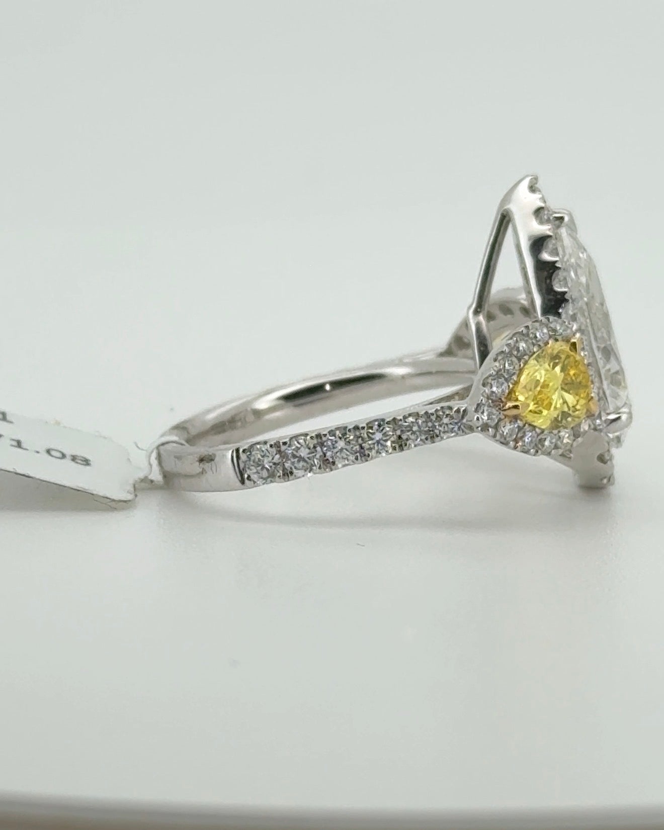 3.05ct Pear E VVS2 Lab Diamond 14kt White Gold Ring RGF-619-1