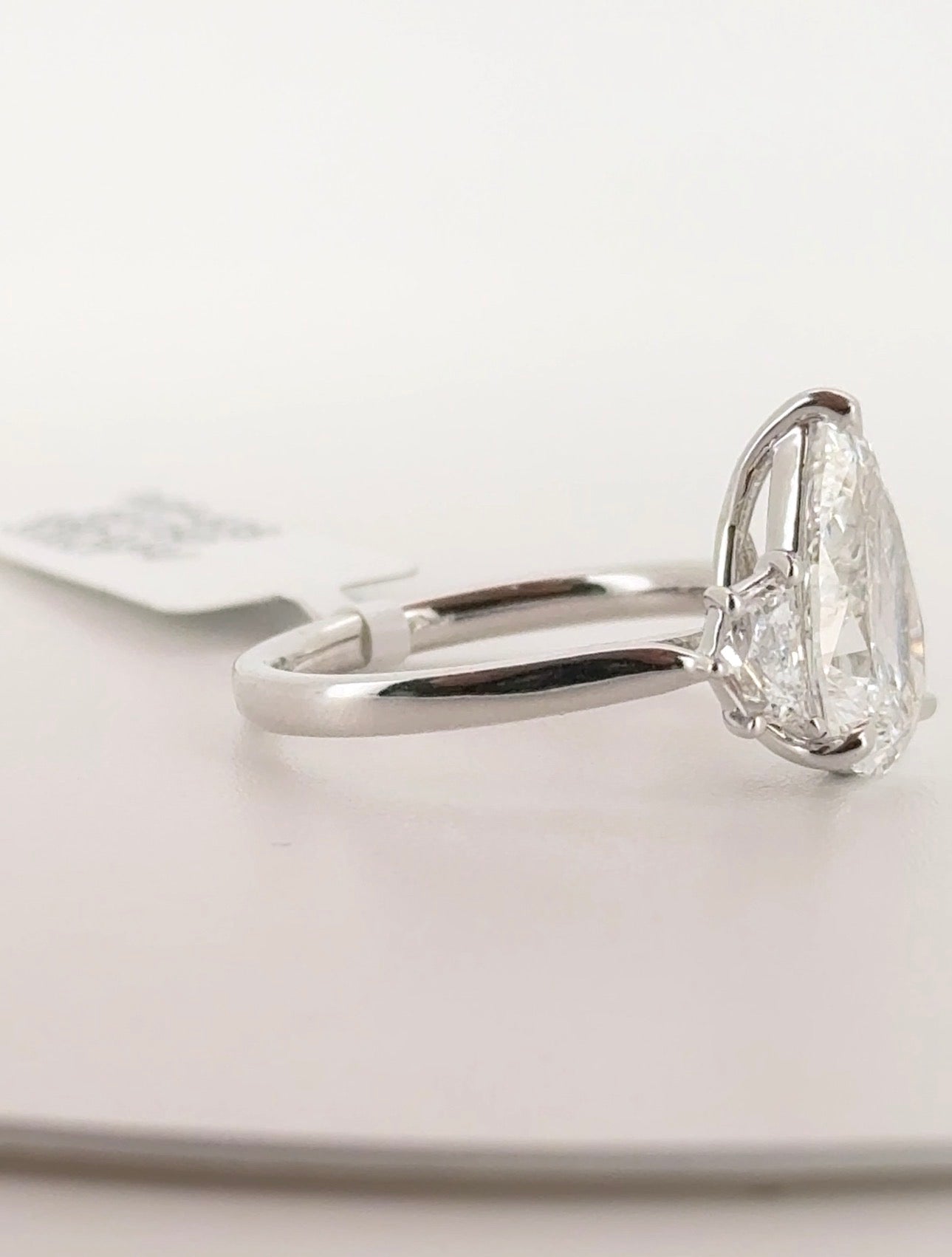 3.01ct Pear E VS1 Lab Diamond 14kt White Gold Ring RGF-635
