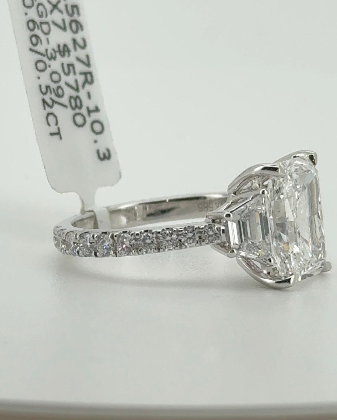 3.09ct Radiant E VS1 Lab Diamond 14kt White Gold Ring SA5627R-10.3x7