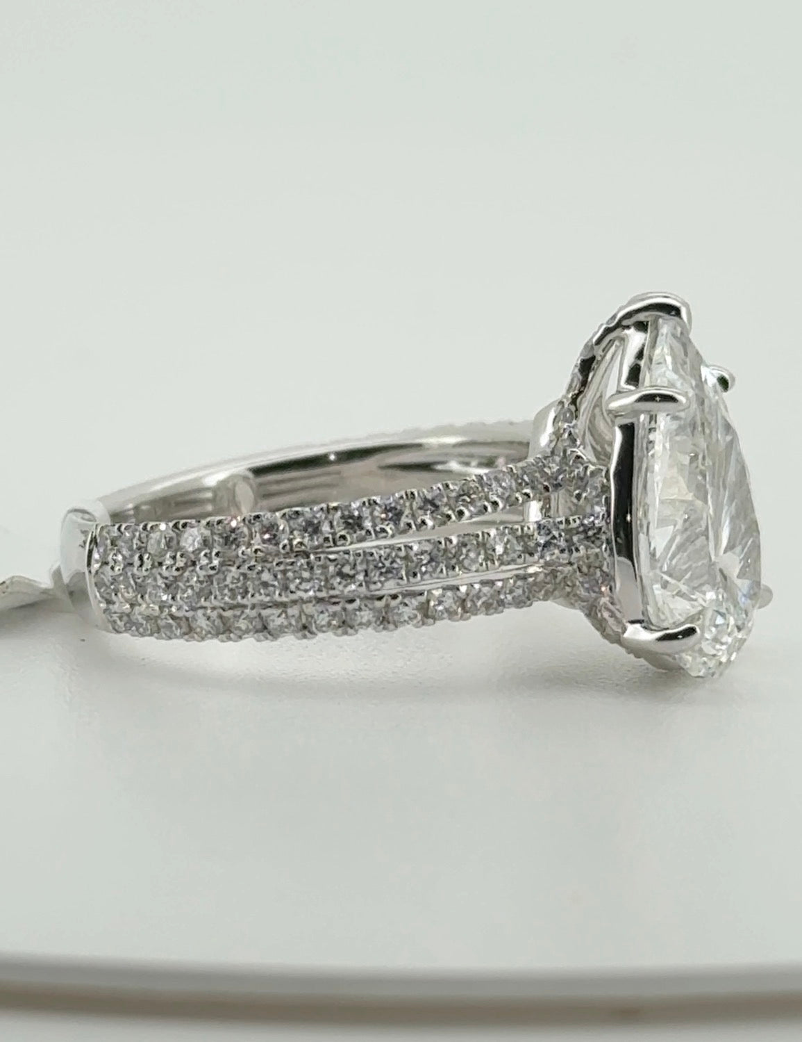 3.02ct Pear E VVS2 Lab Diamond 14kt White Gold Ring RGF-685
