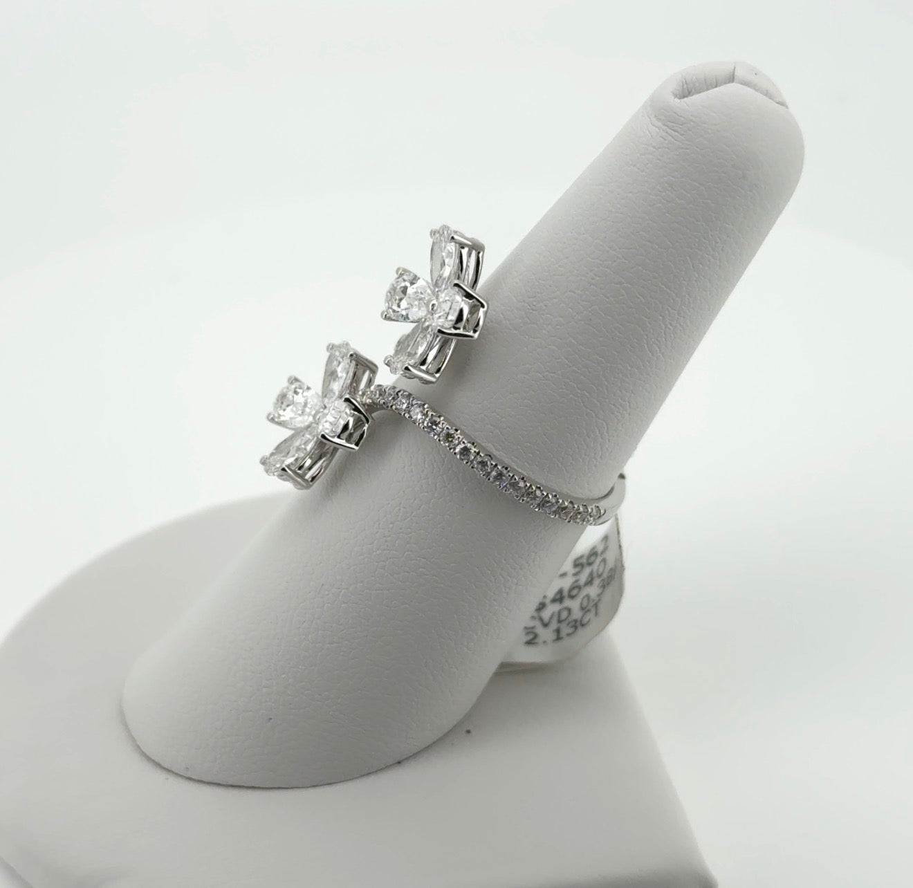 2.51ctw Pear Lab Diamonds 14kt White Gold Flower Ring RGF-562
