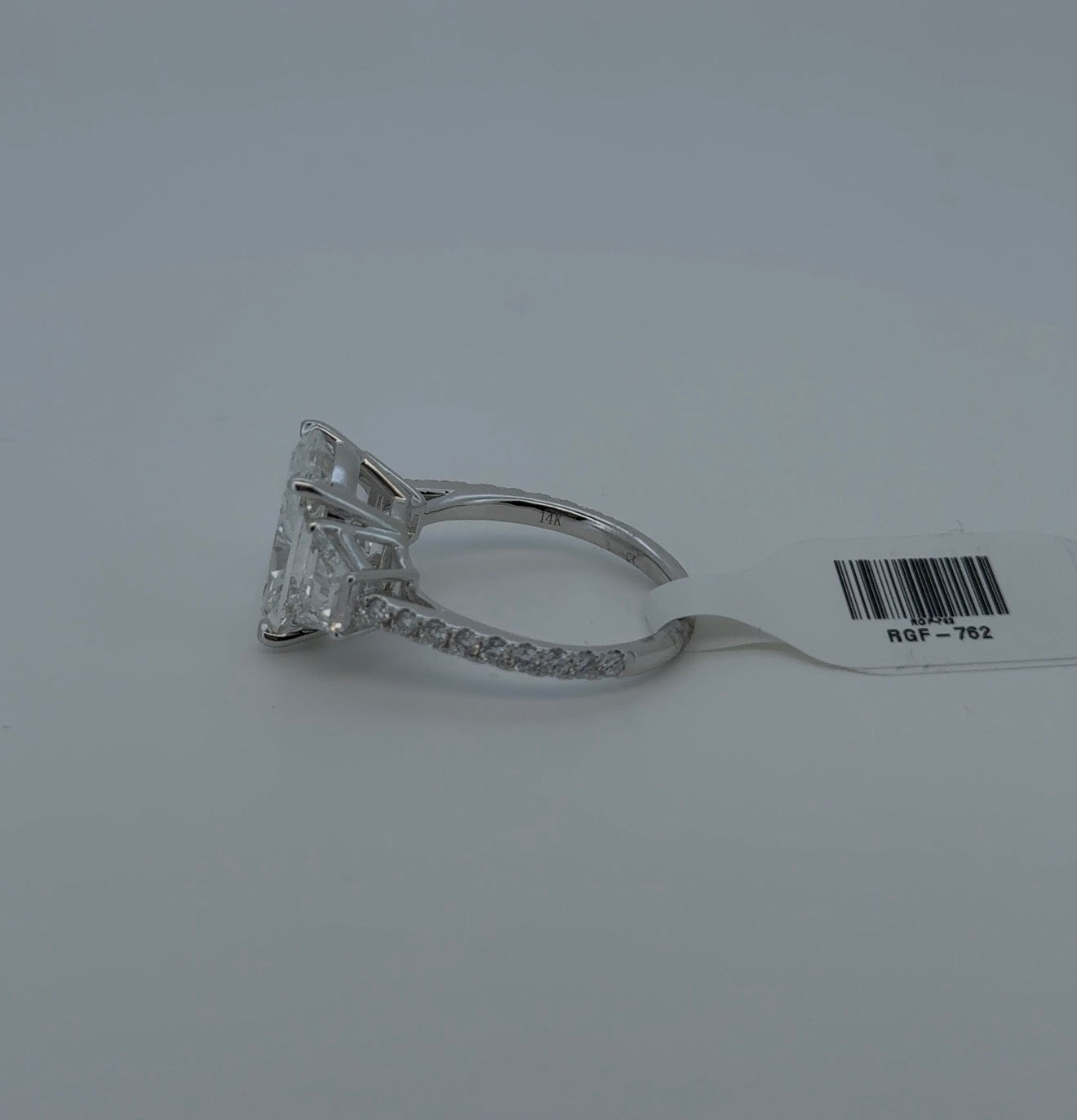5.02ct Cushion E VVS2 Lab Diamond 14kt White Gold Ring RGF-762