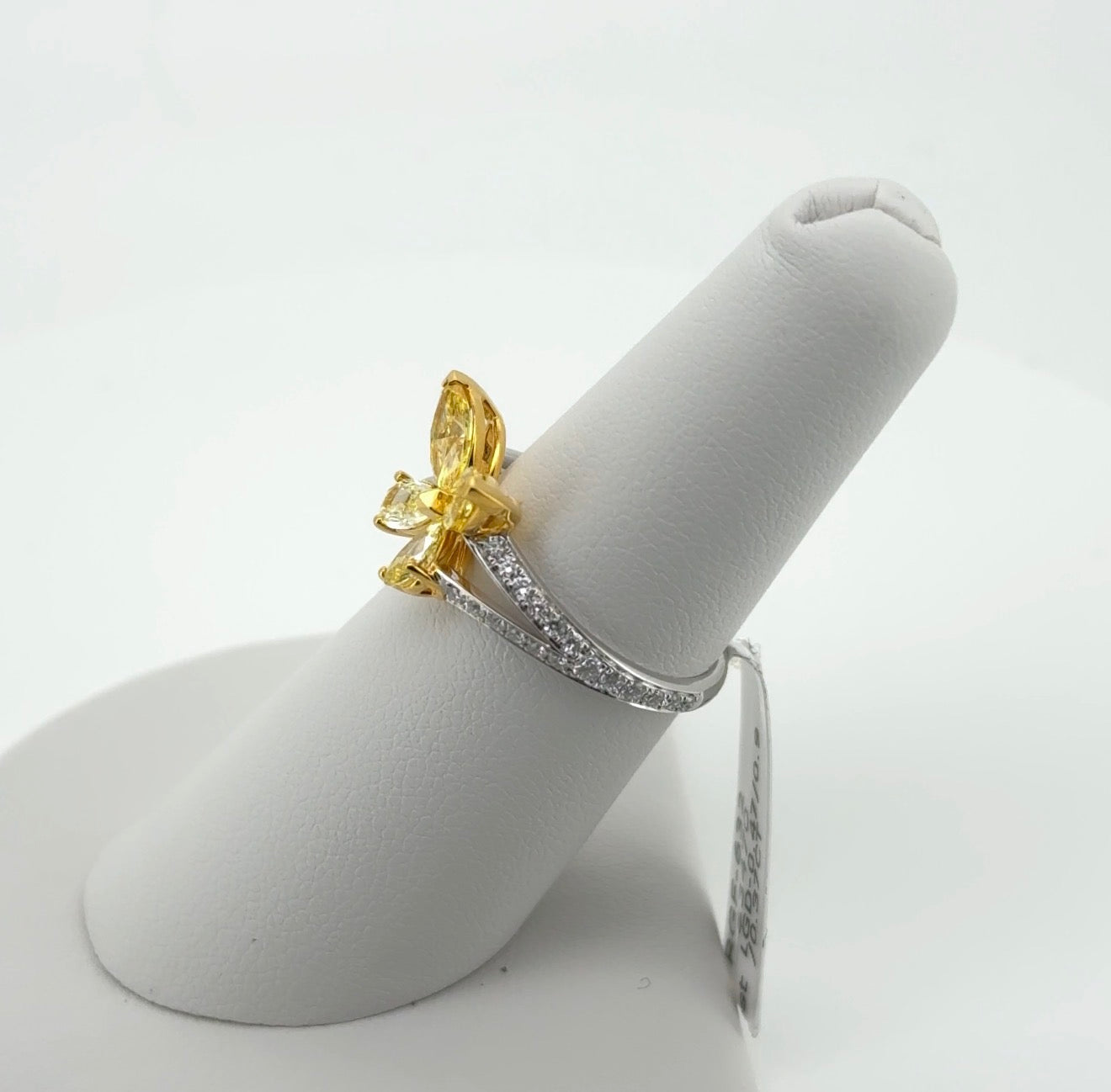 1.74ctw Yellow Pear Lab Diamond 14kt White Gold Butterfly Ring RGF-632