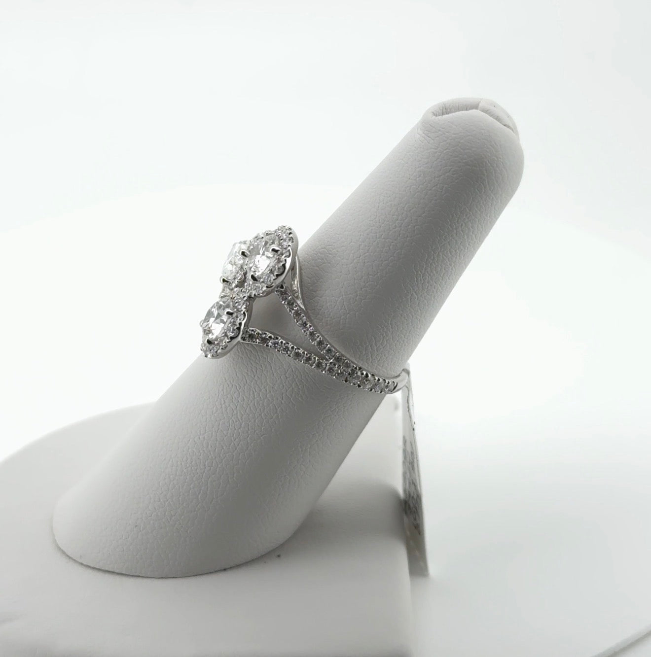 2.57ctw Pear and Round Lab Diamonds 14kt White Gold 3-stone Ring SA5809R