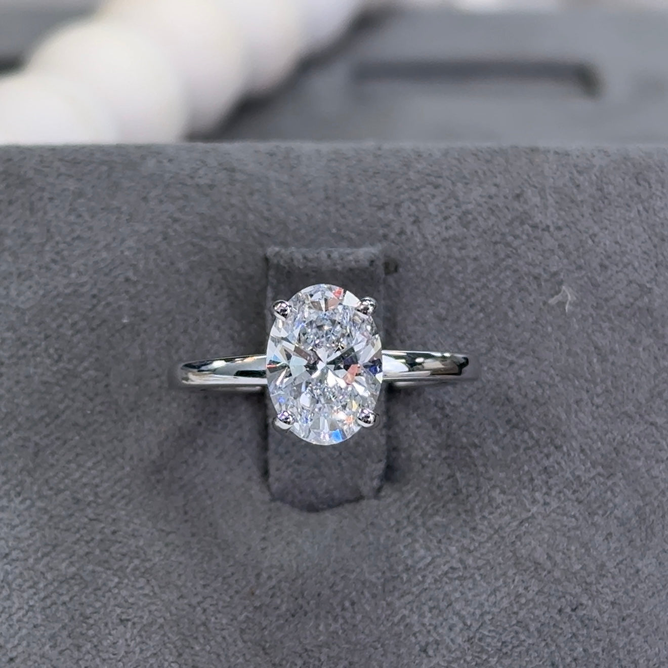 1.97 Carat Oval Lab Diamond Hidden Halo Solitaire Ring