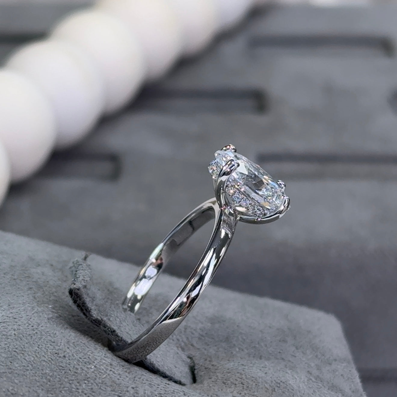 1.97 Carat Oval Lab Diamond Hidden Halo Solitaire Ring
