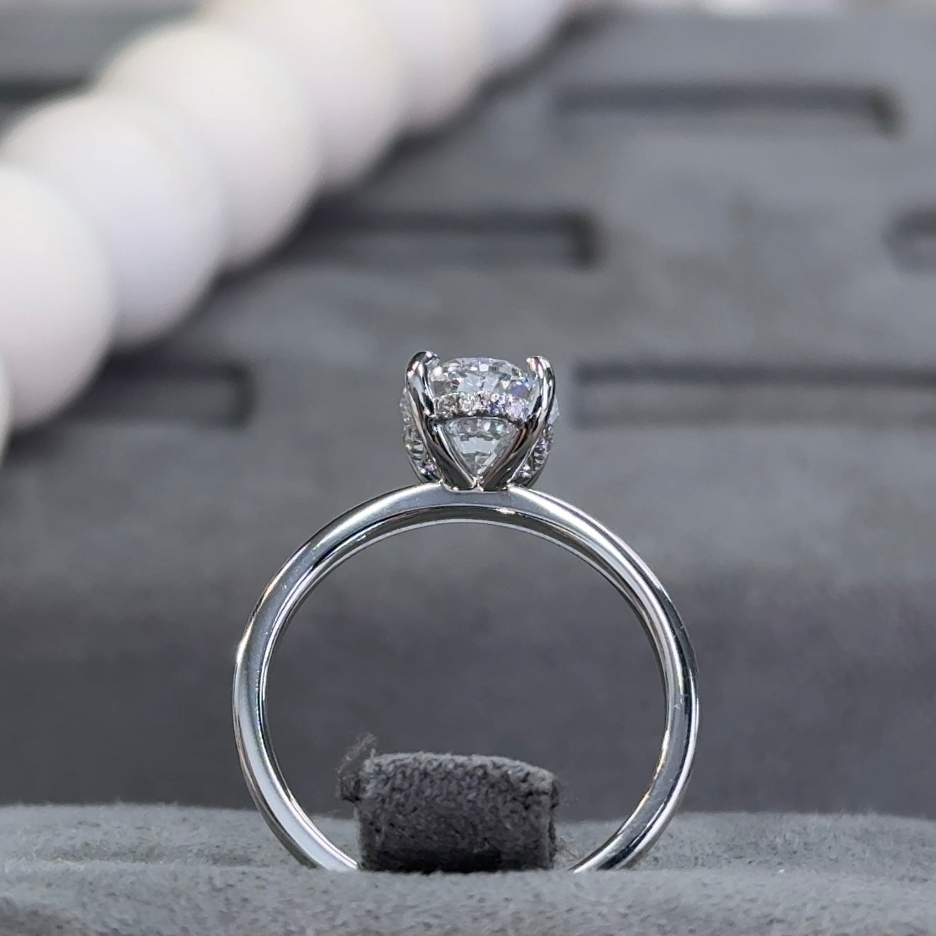 1.97 Carat Oval Lab Diamond Hidden Halo Solitaire Ring