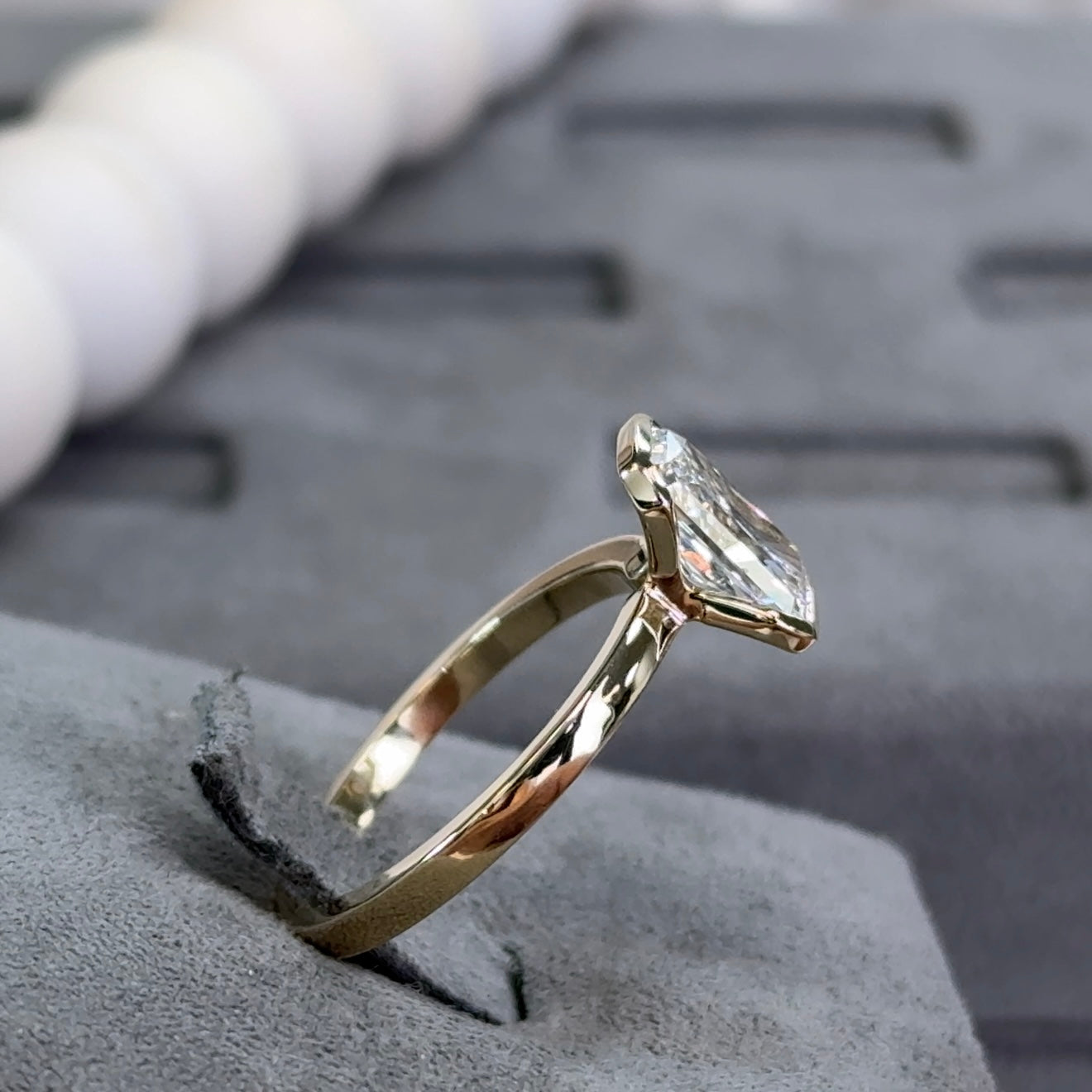 2.01 Carat Radiant Lab Diamond Half Bezel Solitaire Ring