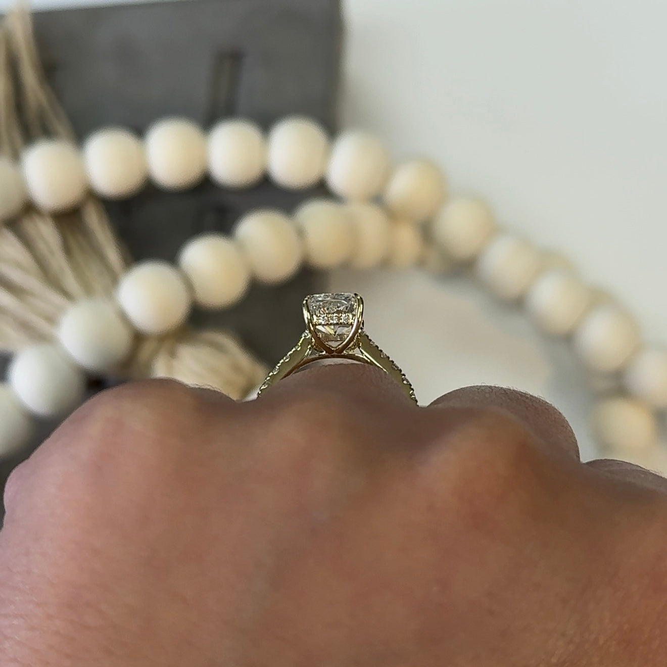 3.03 Carat Radiant Lab Diamond Hidden Halo Traditional Cathedral Ring
