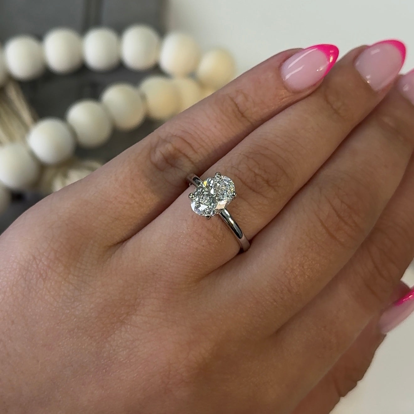 1.97 Carat Oval Lab Diamond Hidden Halo Solitaire Ring