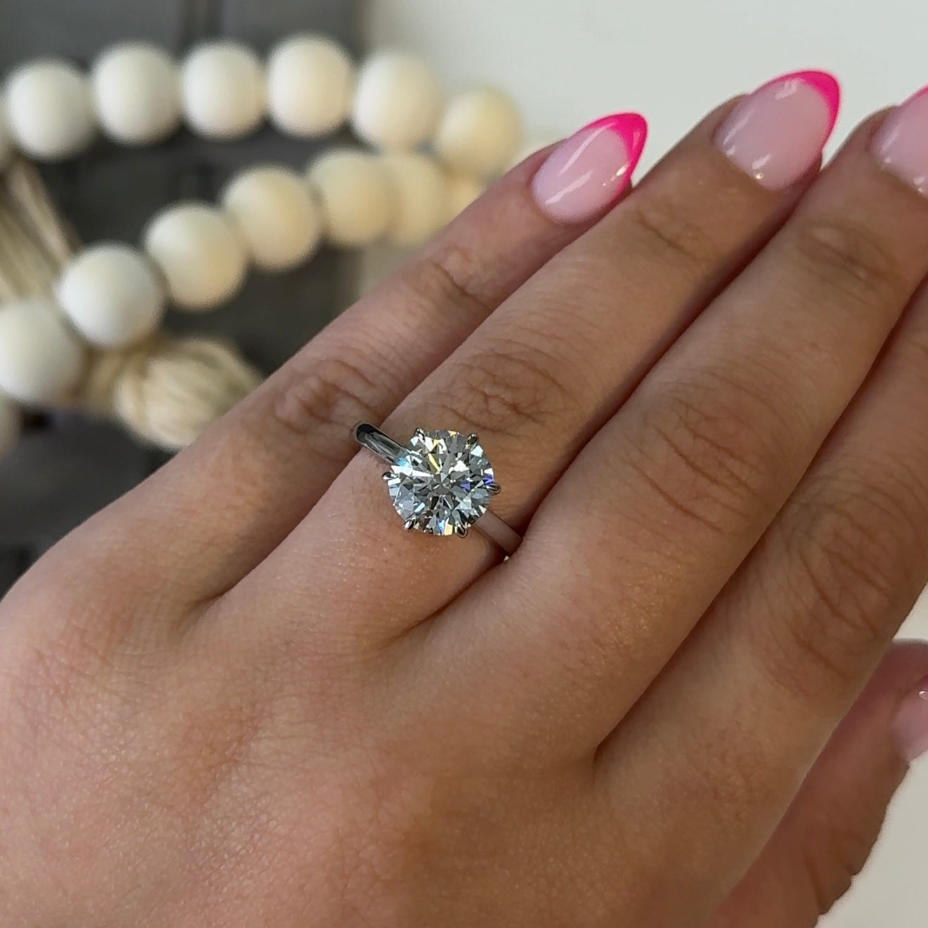 3.03 Carat 6-Prong Round Hidden Halo Cathedral Ring