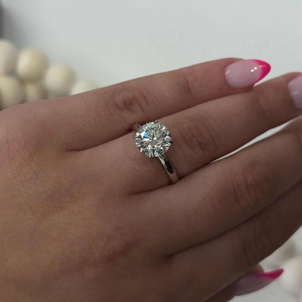 3.08 Carat Round Lab Diamond Solitaire Ring