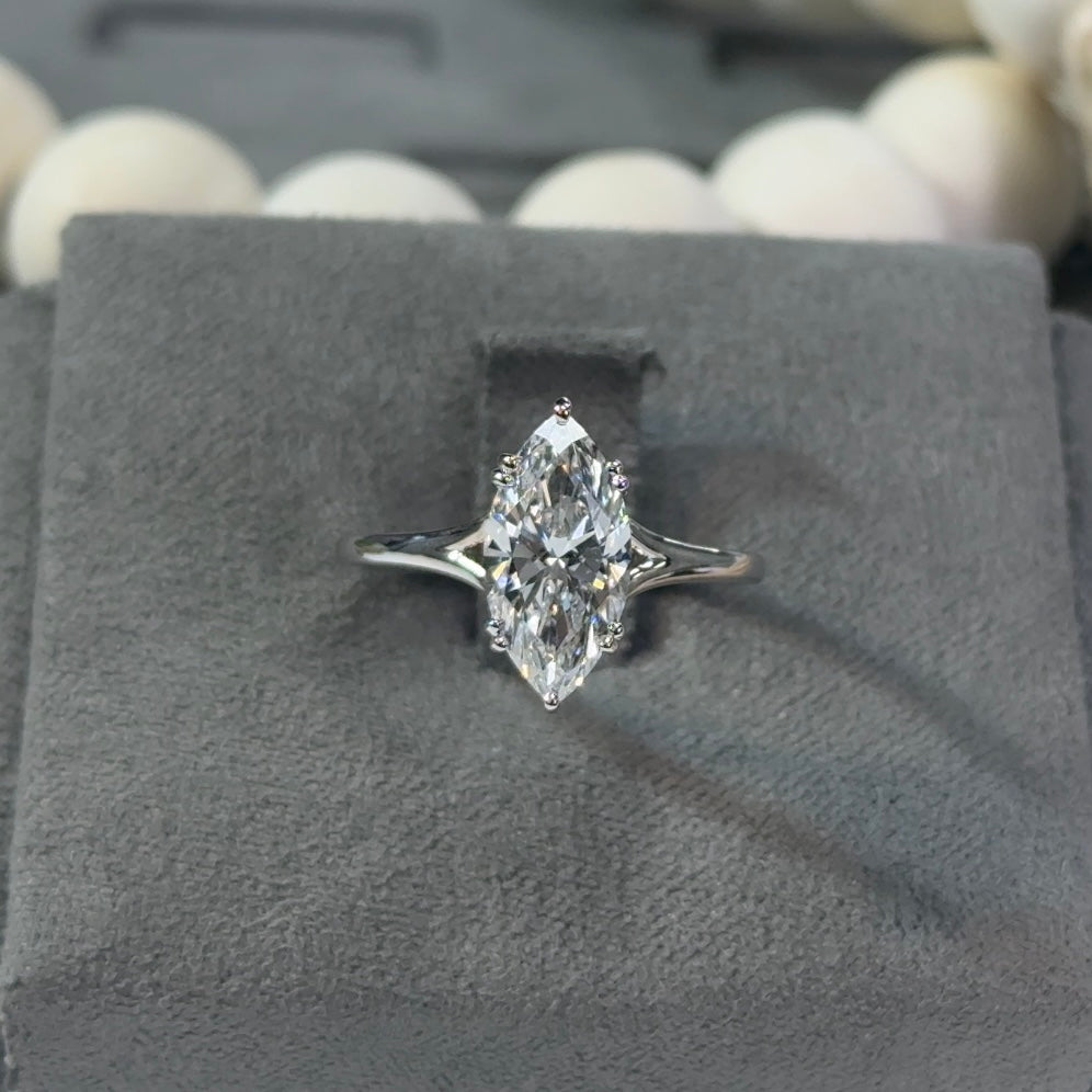 2.02 Carat Marquise Solitaire Lab Diamond Ring