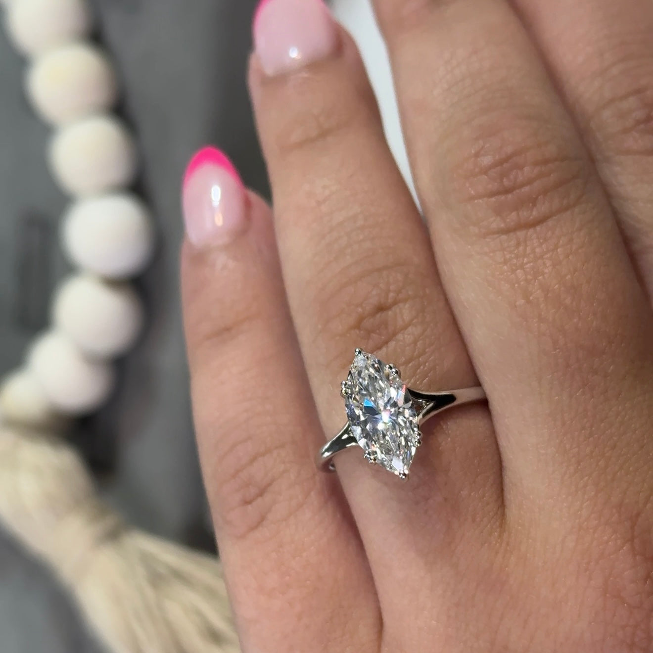 2.02 Carat Marquise Solitaire Lab Diamond Ring