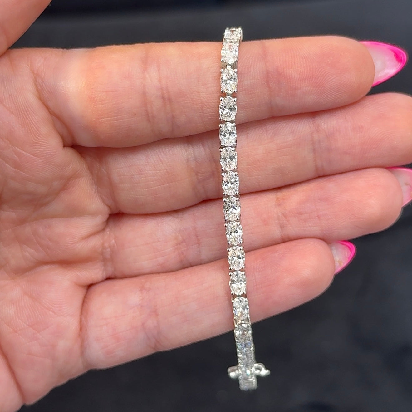 Oval Lab Diamond Tennis Bracelet 7.49ctw