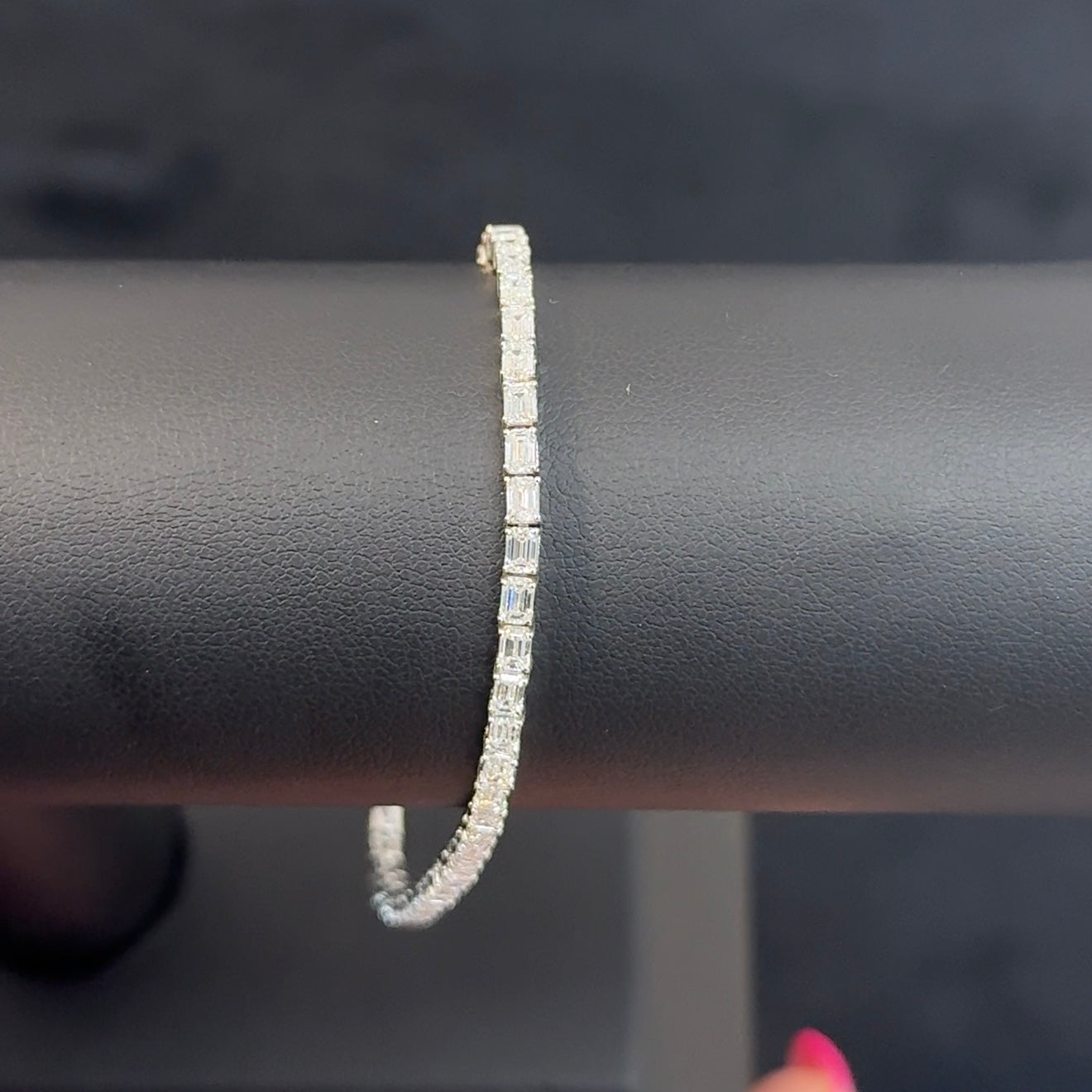 14kt White Gold Emerald Lab Diamond Tennis Bracelet 5ctw