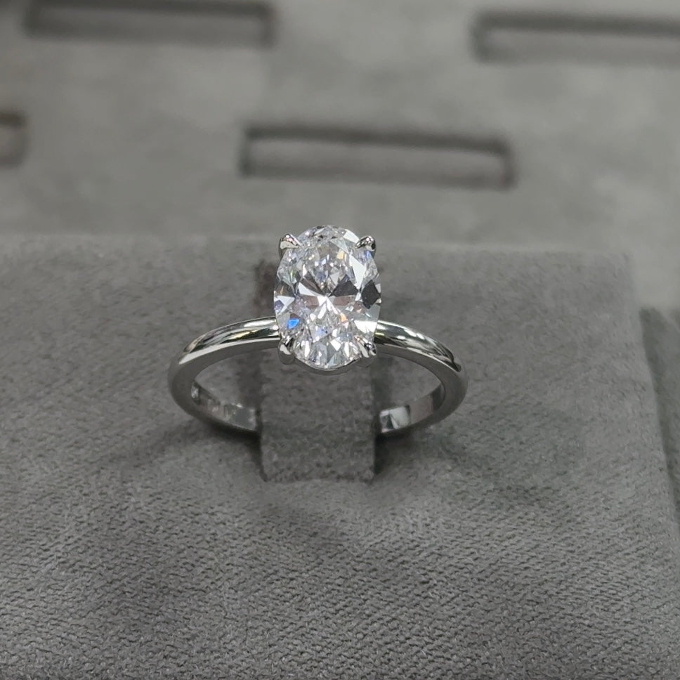 2.02 Carat Oval Elegant Solitaire Diamond Ring