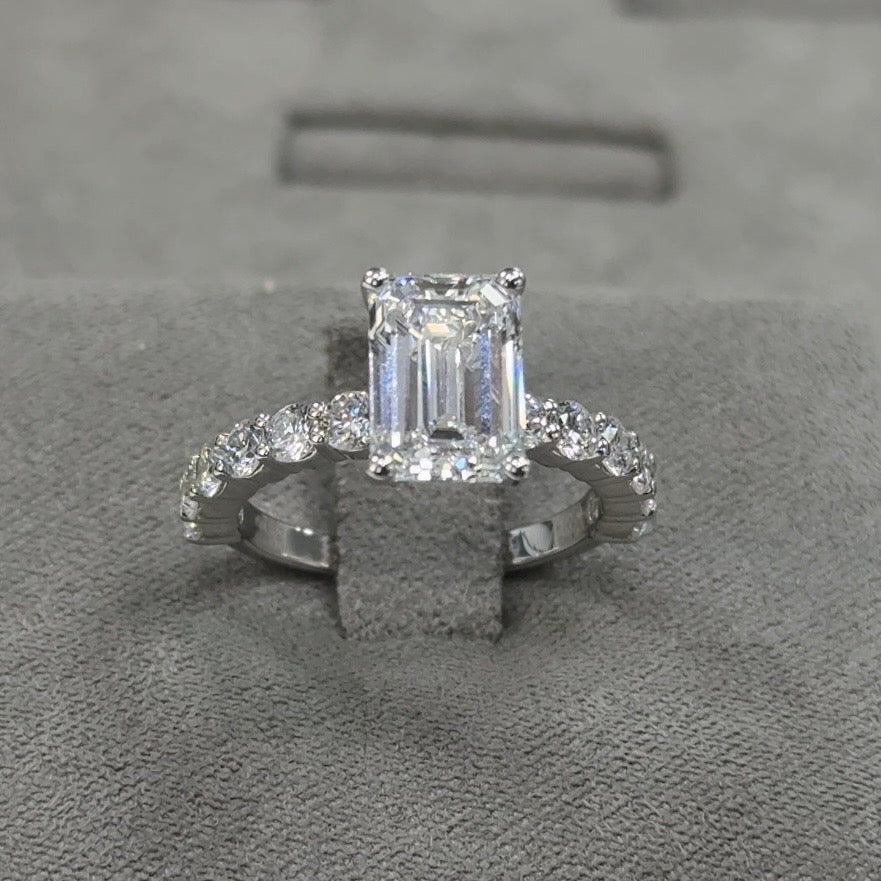 3.03 Carat Emerald Elegant Broadway Traditional Diamond Ring