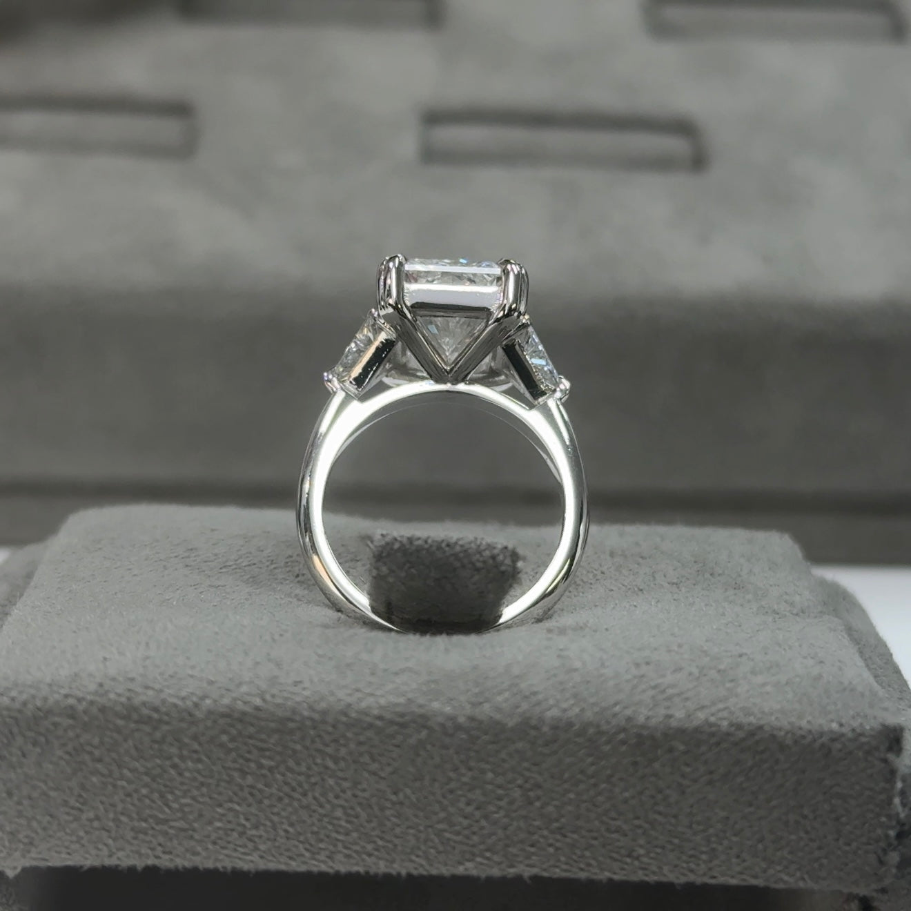 4.86 Carat Radiant Three-Stone Trilliant Lab Diamond Ring