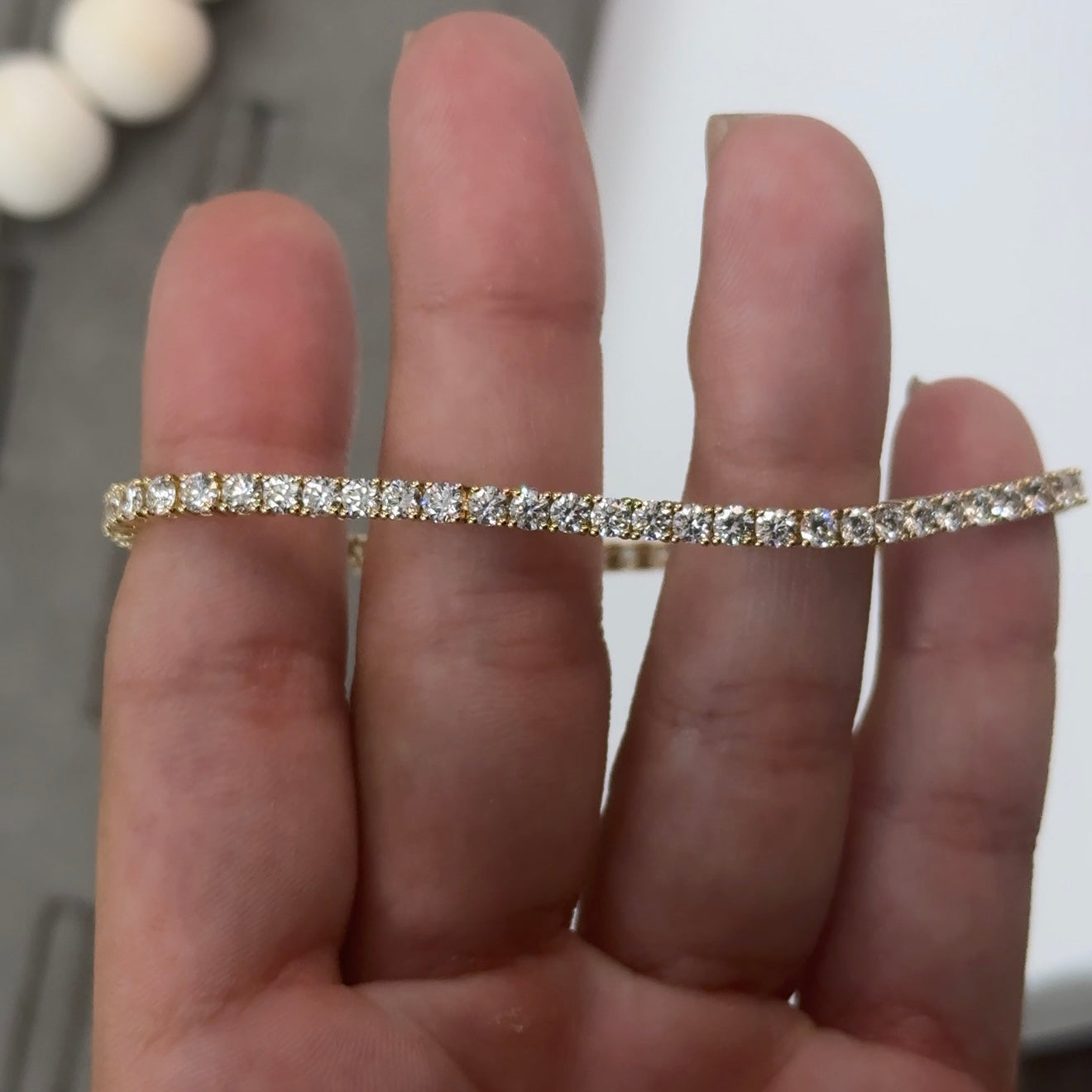 14kt Yellow Gold Round Lab Diamond Tennis Bracelet 4.85ctw