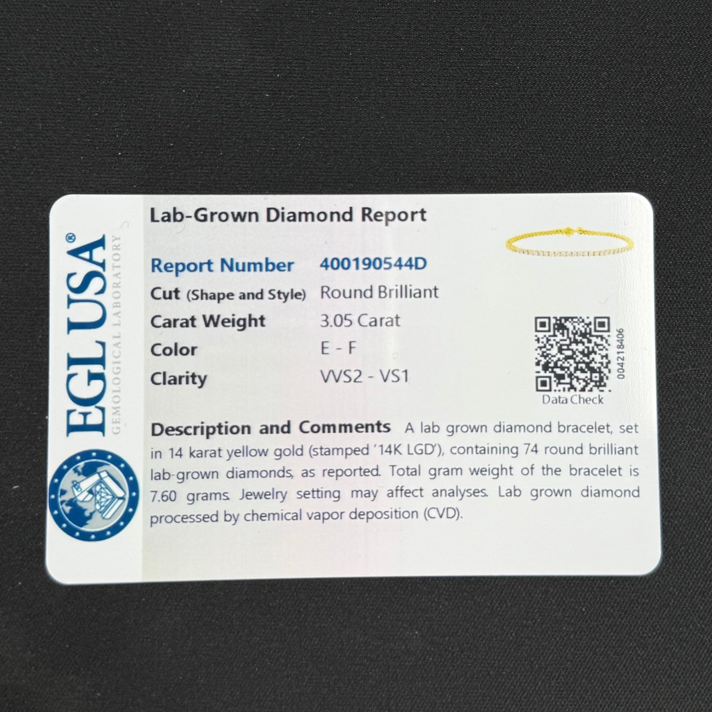 14kt Yellow Gold Round Lab Diamond Tennis Bracelet 3.05ctw